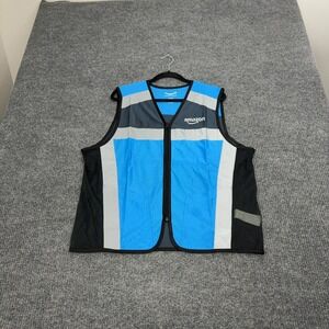 Amazon High Visibility Vest Unisex M/L Blue 100% Polyester Reflective Workwear